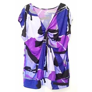 LANE BRYANT Knit Draped Front Top Purple